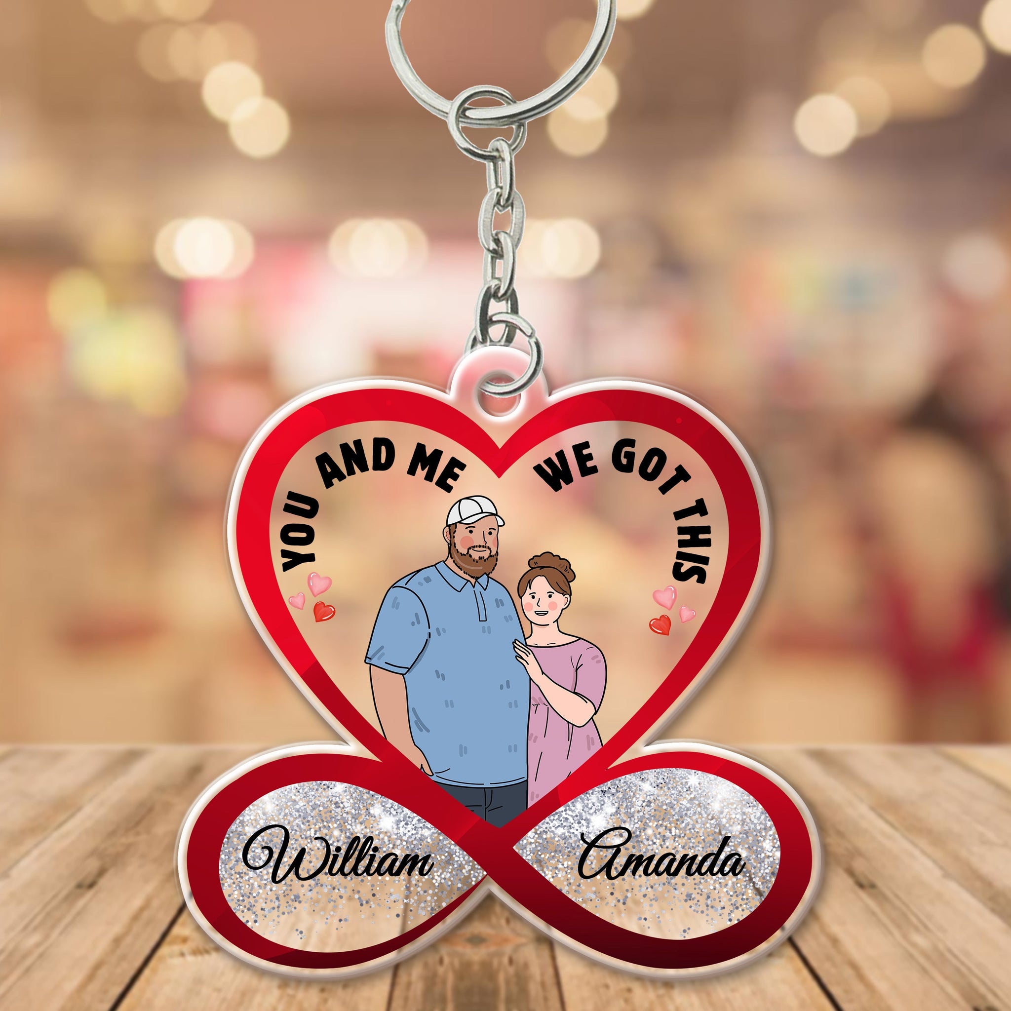 Personalized Infinity Couple Fat Funny Hugging You And Me We Got This Acrylic Keychain