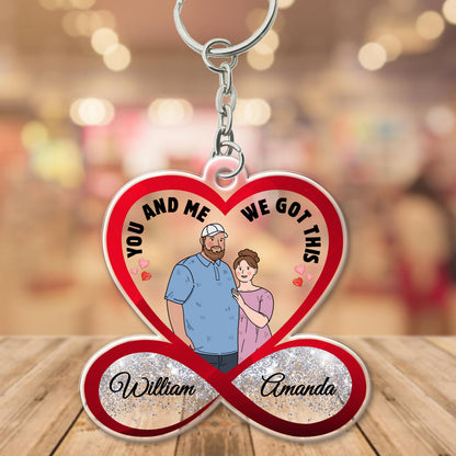 Personalized Infinity Couple Fat Funny Hugging You And Me We Got This Acrylic Keychain