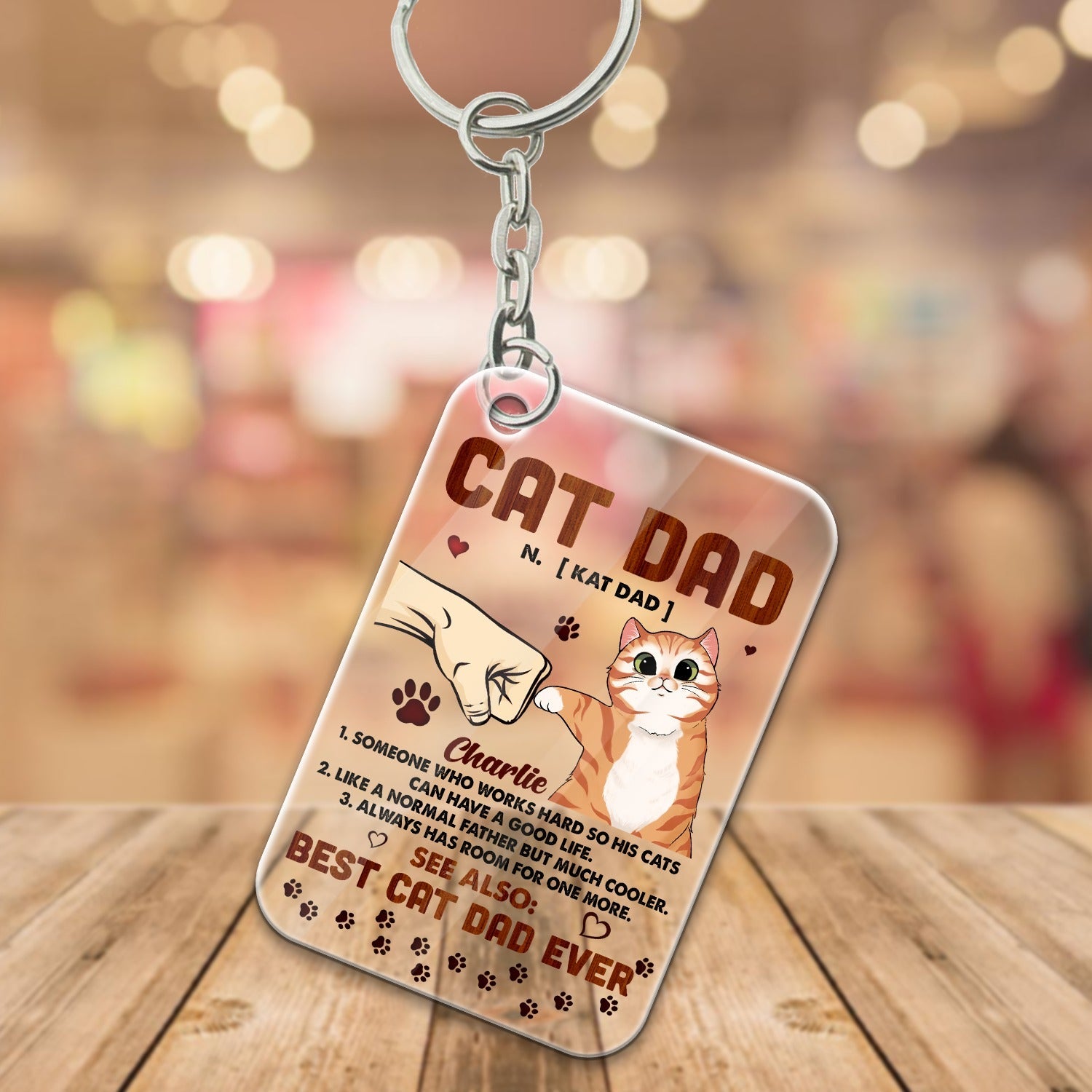 Personalized Cat Dad Someone Who Works Hard So His Cats Can Have A Good Life Acrylic Keychain