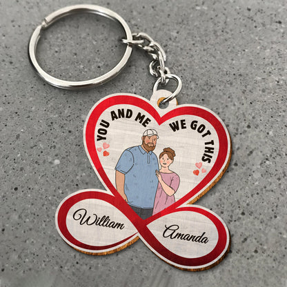 Personalized Infinity Couple Fat Funny Hugging You And Me We Got This Wooden Keychain