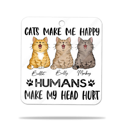Personalized Cats Make Me happy Humans Make My Head Hurt Acrylic Keychain