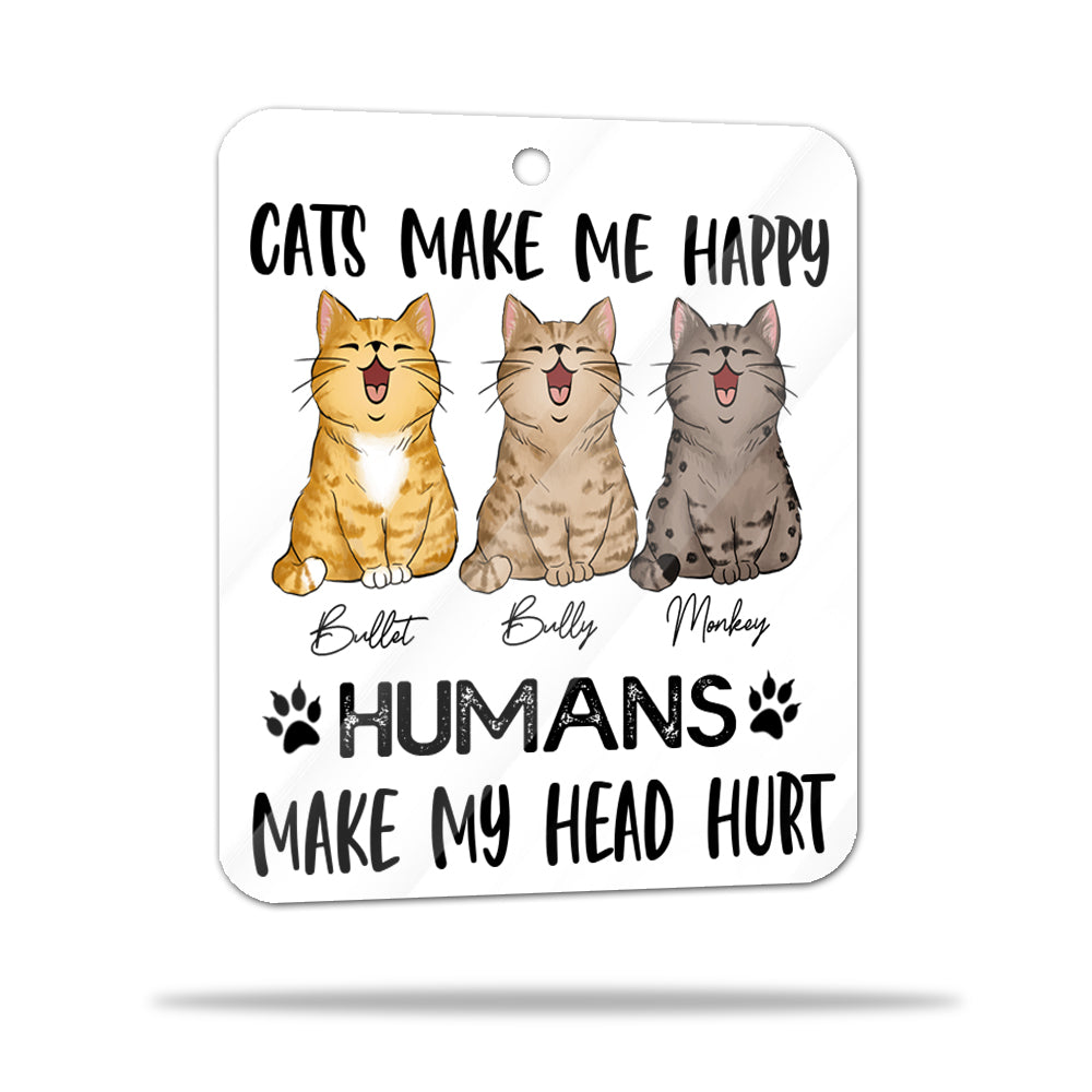 Personalized Cats Make Me happy Humans Make My Head Hurt Acrylic Keychain