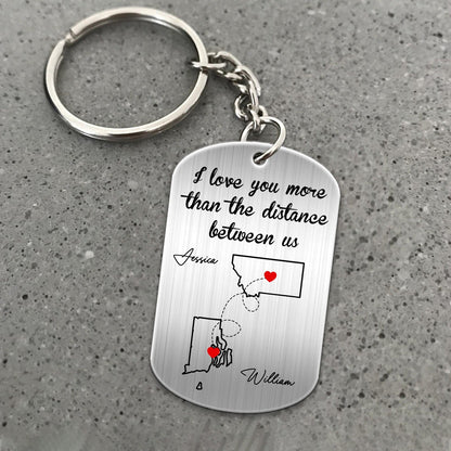 Custom Couple Photo, I Love You More Than The Distance Between Us - Personalized Gift For Couple Acrylic Keychain