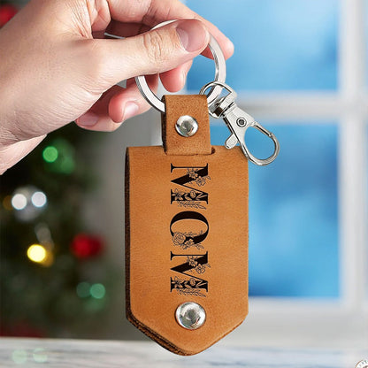 Custom Memorial Photo Mom Always On My Mind Forever In My Heart - Personalized Leather Photo Keychain
