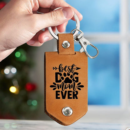 Custom Photo Dog Mom Happy Mother's Day To The World's - Personalized Leather Photo Keychain