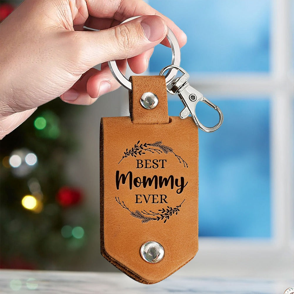 Custom Photo First Mother's Day 2025 Gift From Baby - Personalized Leather Photo Keychain