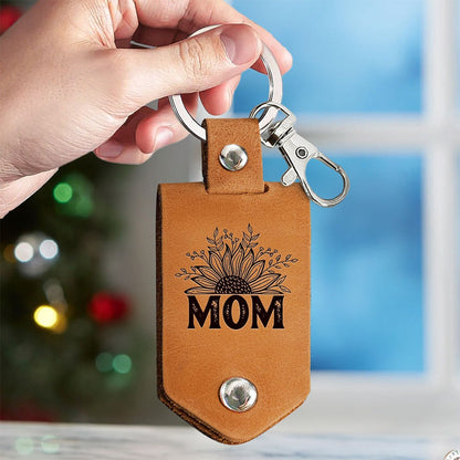 Custom Photo I Was Born To Love You, Gift For Mom - Personalized Leather Photo Keychain