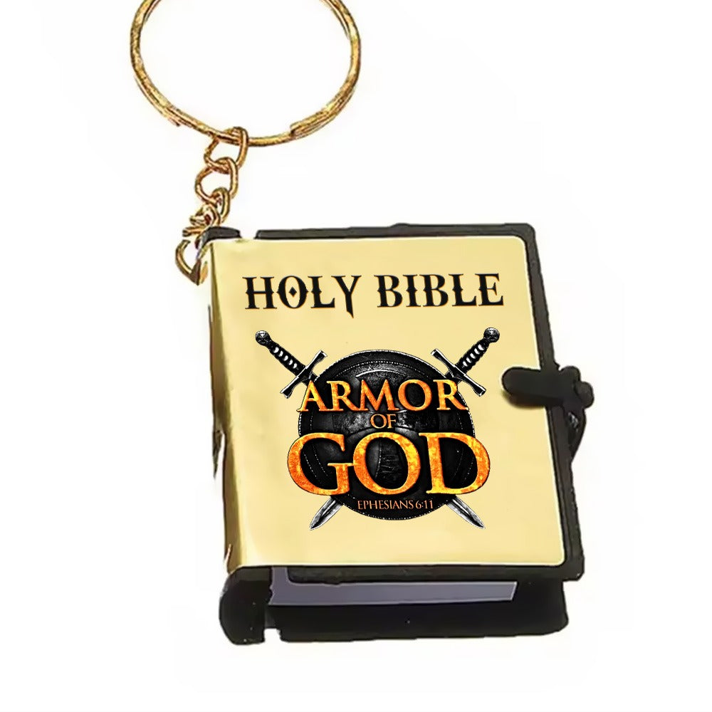 Holy Bible Armor Of God Ephesians 6:11, Gift For Christian Mini Bible Keychain