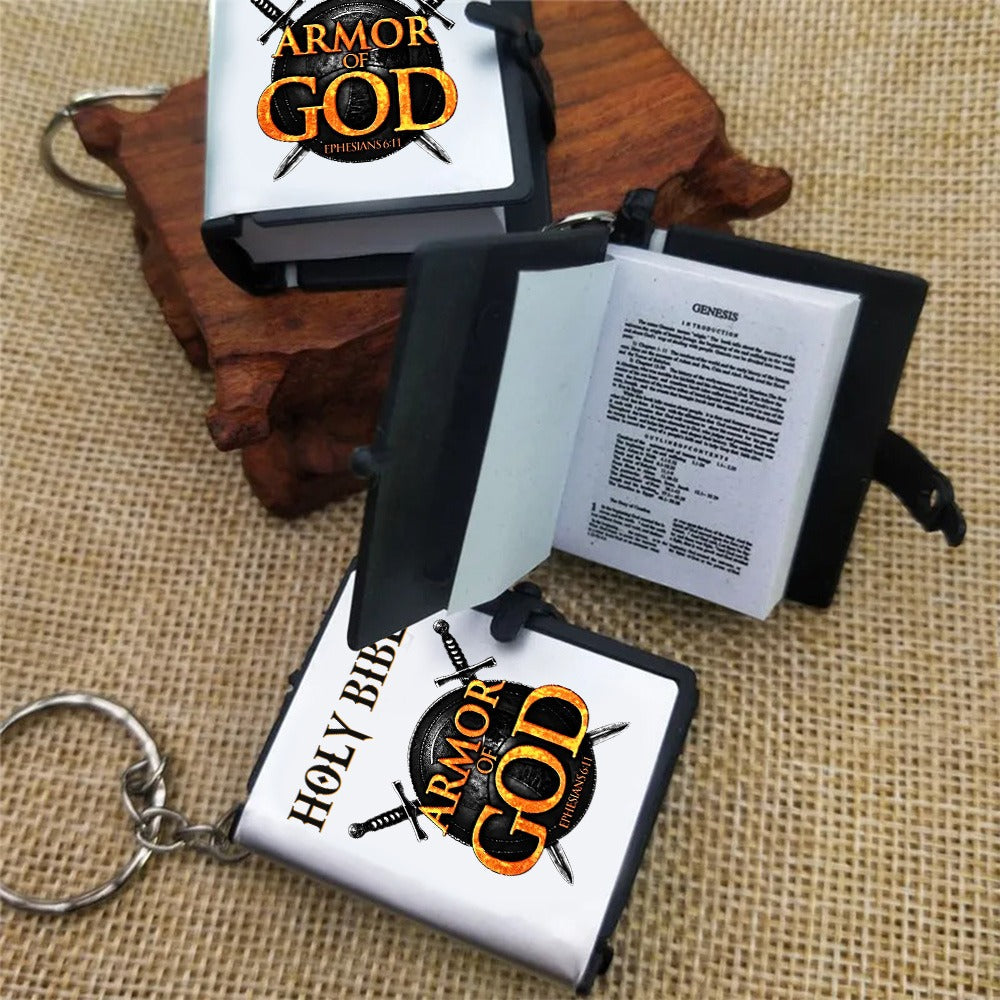 Holy Bible Armor Of God Ephesians 6:11, Gift For Christian Mini Bible Keychain