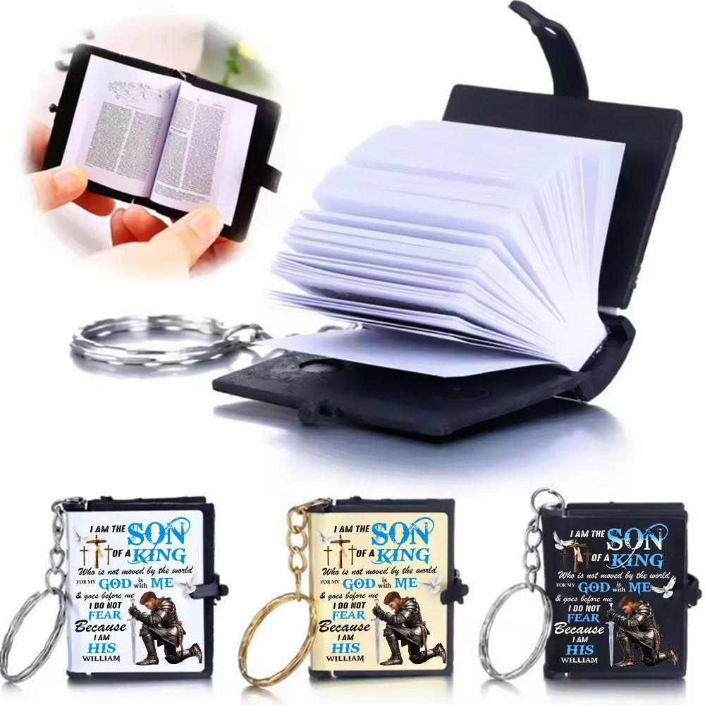 Man Warrior Of God I Am The Son Of A King - Personalized Gift For Christian Mini Bible Keychain
