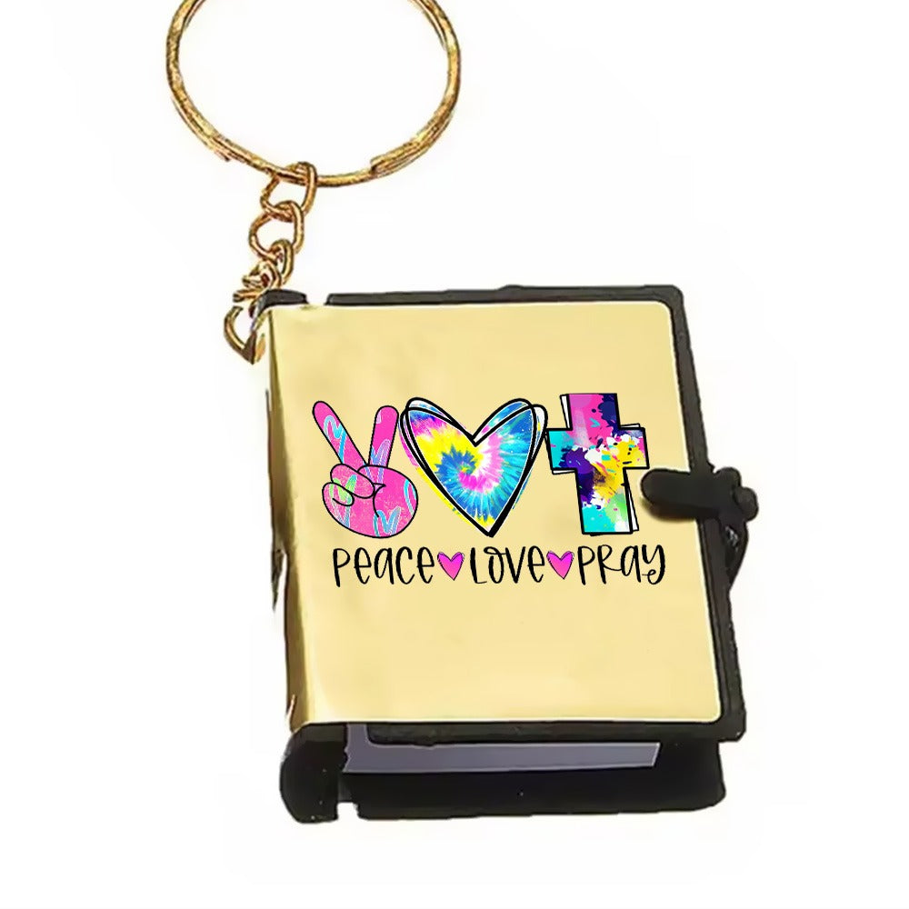 Peace Love Pray Bible Keychain, Gift For Christian Mini Bible Keychain