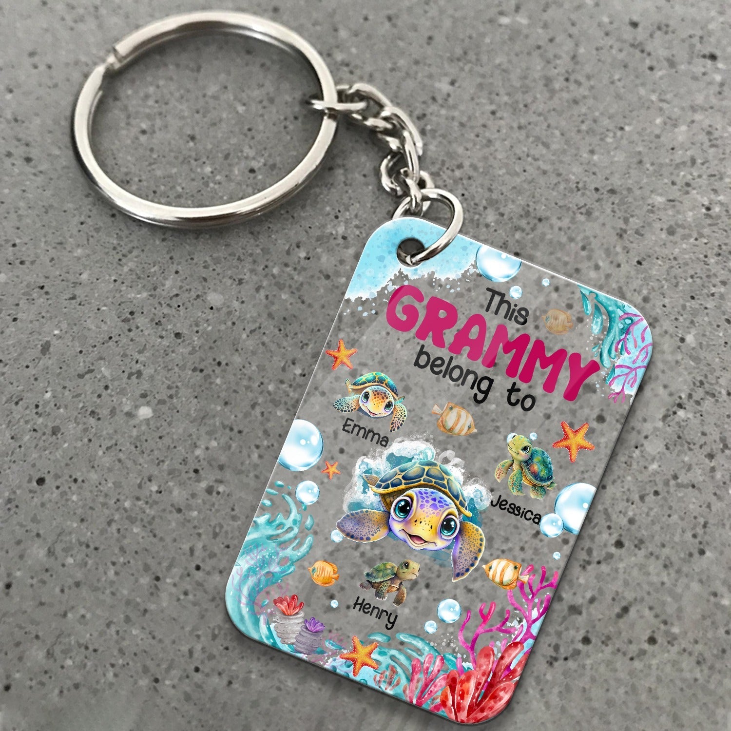 Personalized Turtle Mom Grandma This Grandma Belongs To Funny Kids Acrylic Keychain