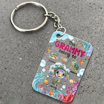 Personalized Turtle Mom Grandma This Grandma Belongs To Funny Kids Acrylic Keychain