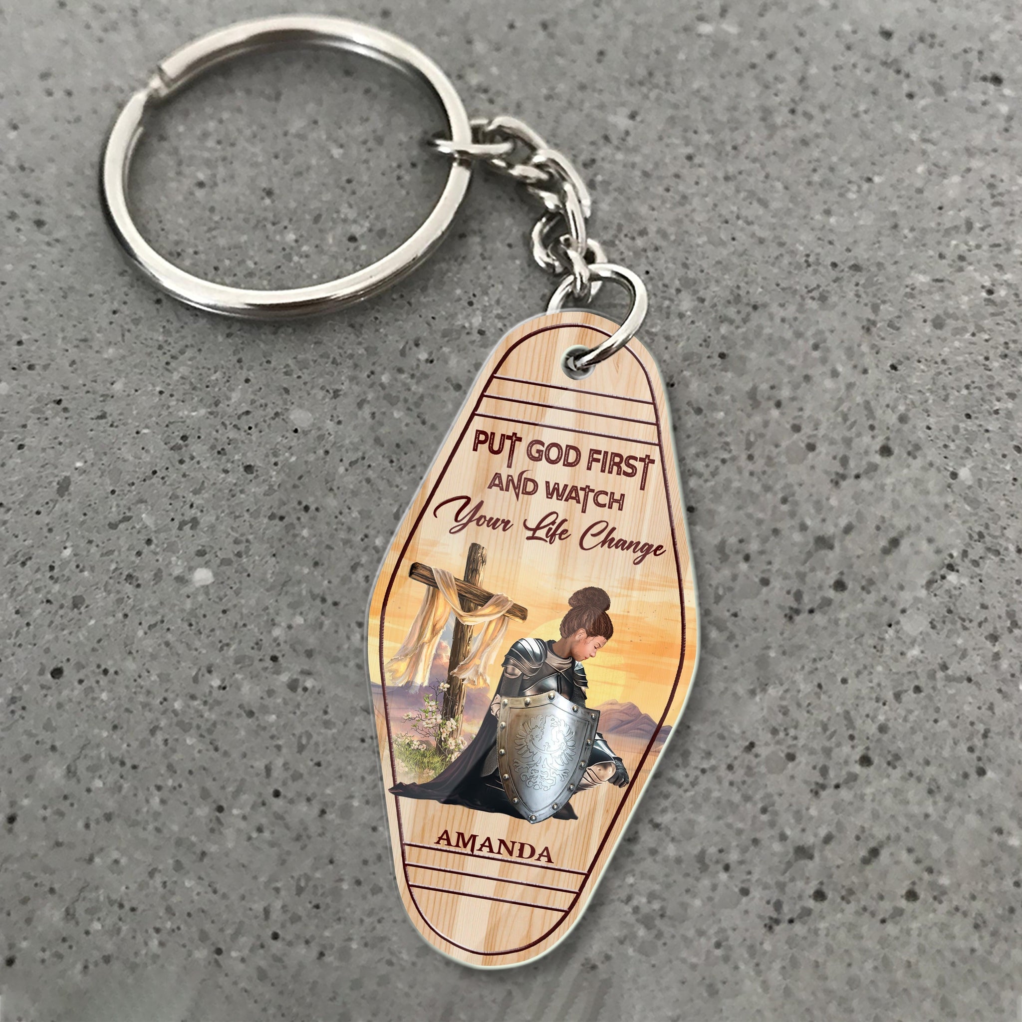 Personalized Warrior Of God Put God First And Watch Your Life Change Acrylic Keychain