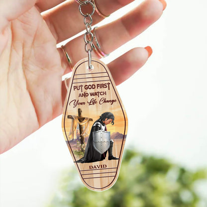 Personalized Warrior Of God Put God First And Watch Your Life Change Acrylic Keychain