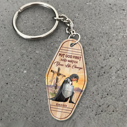 Personalized Warrior Of God Put God First And Watch Your Life Change Acrylic Keychain