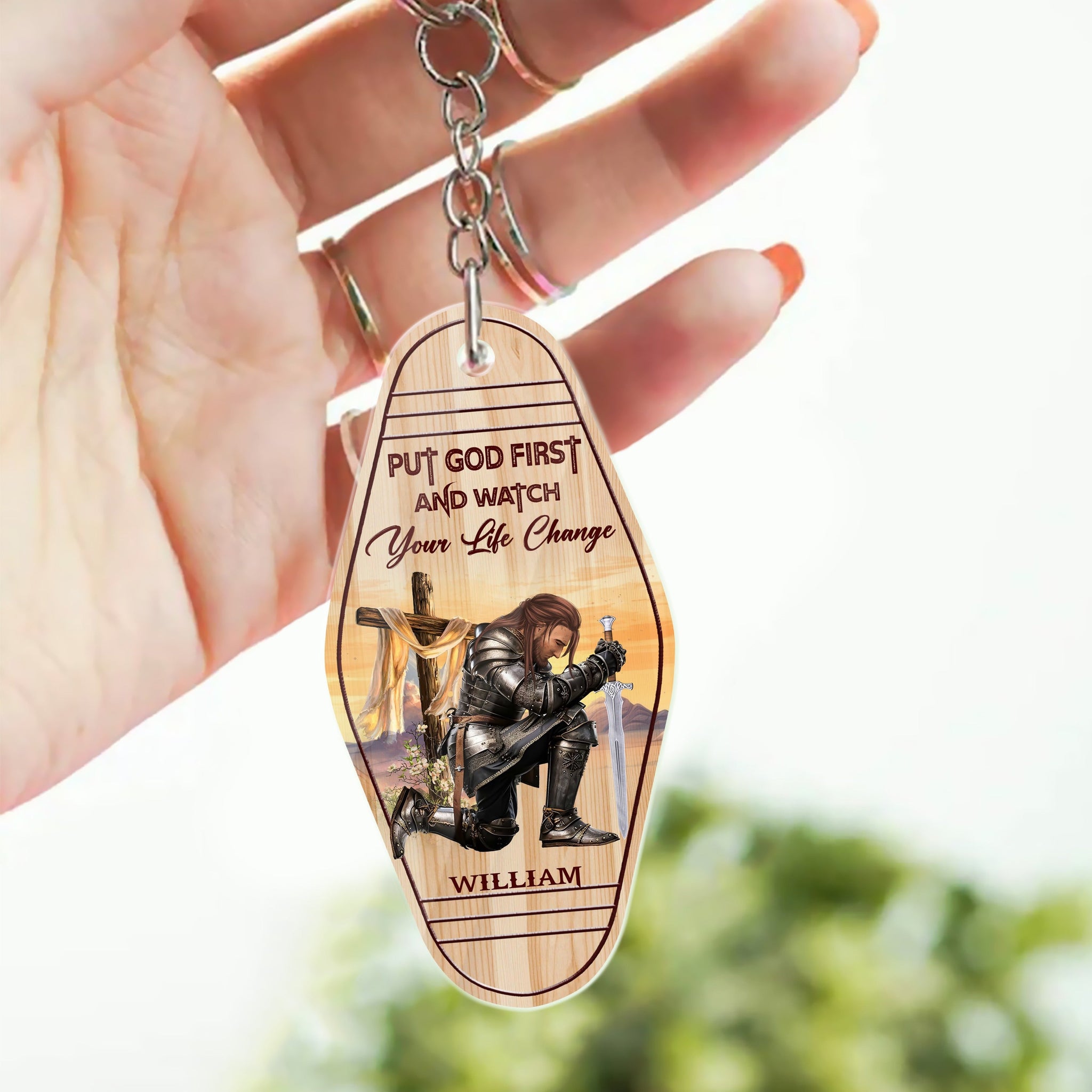 Personalized Warrior Of God Put God First And Watch Your Life Change Acrylic Keychain