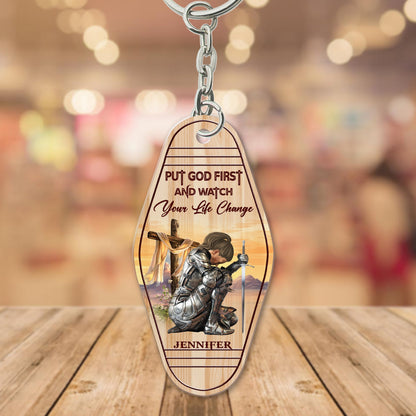 Personalized Warrior Of God Put God First And Watch Your Life Change Acrylic Keychain