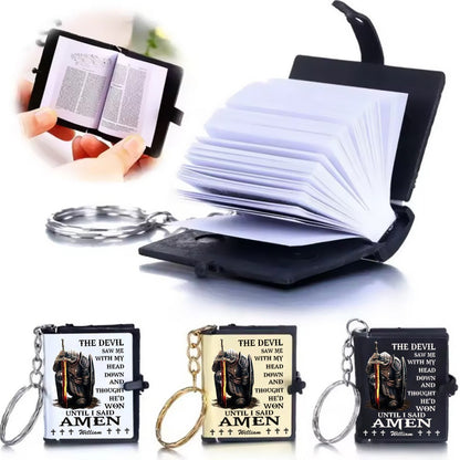 Personalized Warrior Of God The Devil Saw Me With My Head Down Mini Bible Keychain