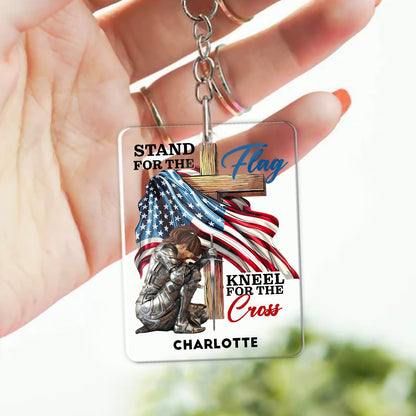 Personalized Warrior of God Stand for the Flag America 250th Anniversary Acrylic Keychain