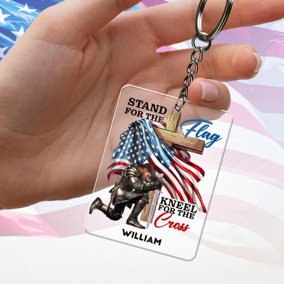 Personalized Warrior of God Stand for the Flag America 250th Anniversary Acrylic Keychain