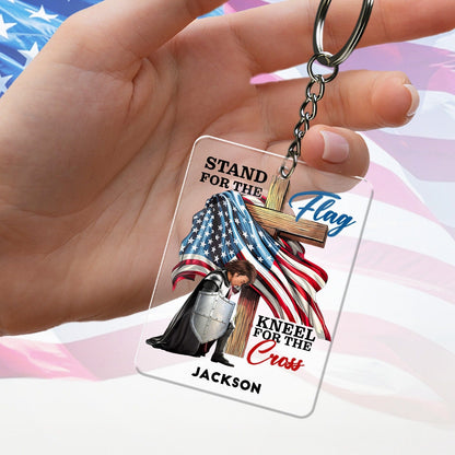 Personalized Warrior of God Stand for the Flag America 250th Anniversary Acrylic Keychain