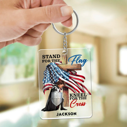 Personalized Warrior of God Stand for the Flag America 250th Anniversary Acrylic Keychain