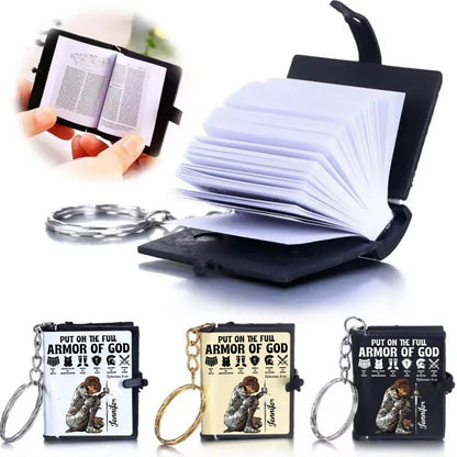 Personalized Woman Warrior Of God Put On The Full Armor Of God Ephesians 6:10 Mini Bible Keychain