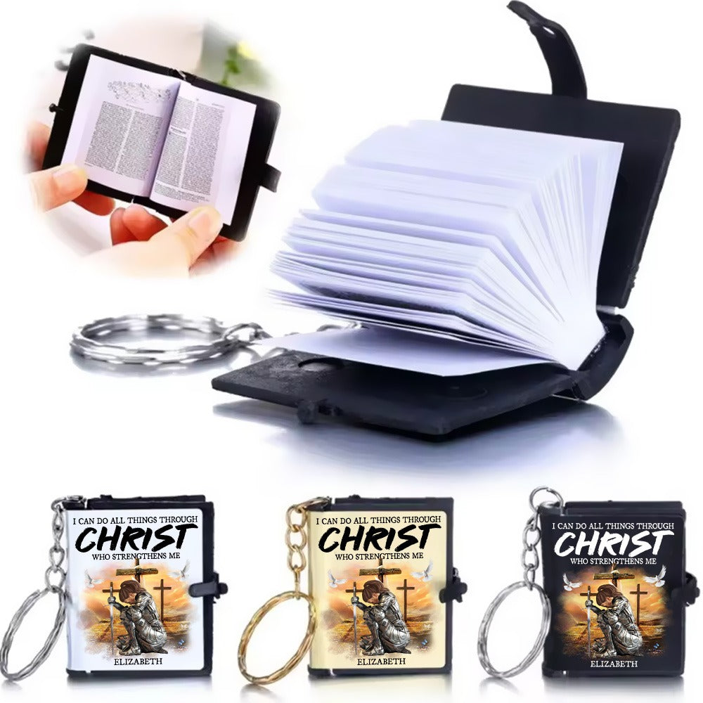 Warrior Of God I Can Do All Things Through Christ - Personalized Gift For Christian Mini Bible Keychain