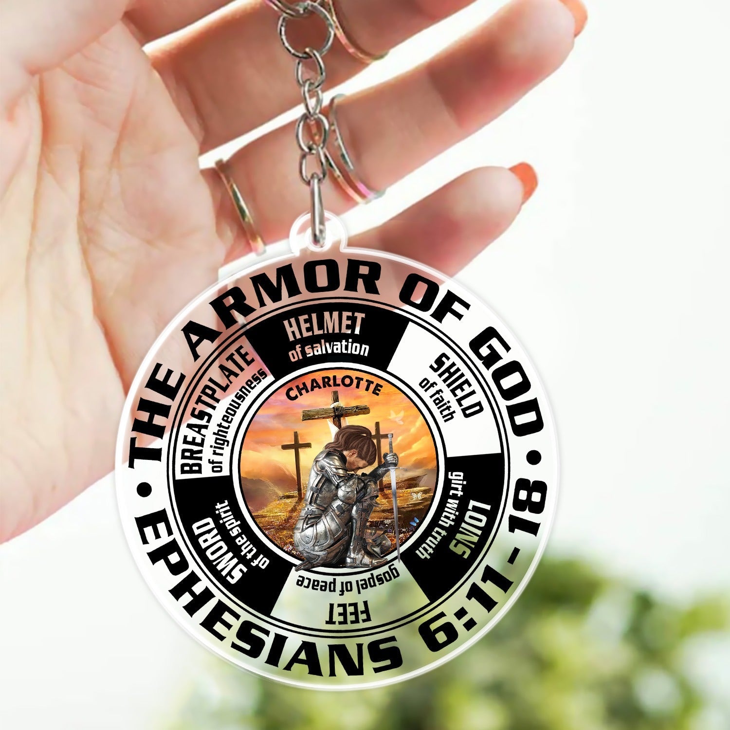 Warrior Of God, The Armor Of God Ephesians 6:11-18 - Personalized Christian Acrylic Keychain