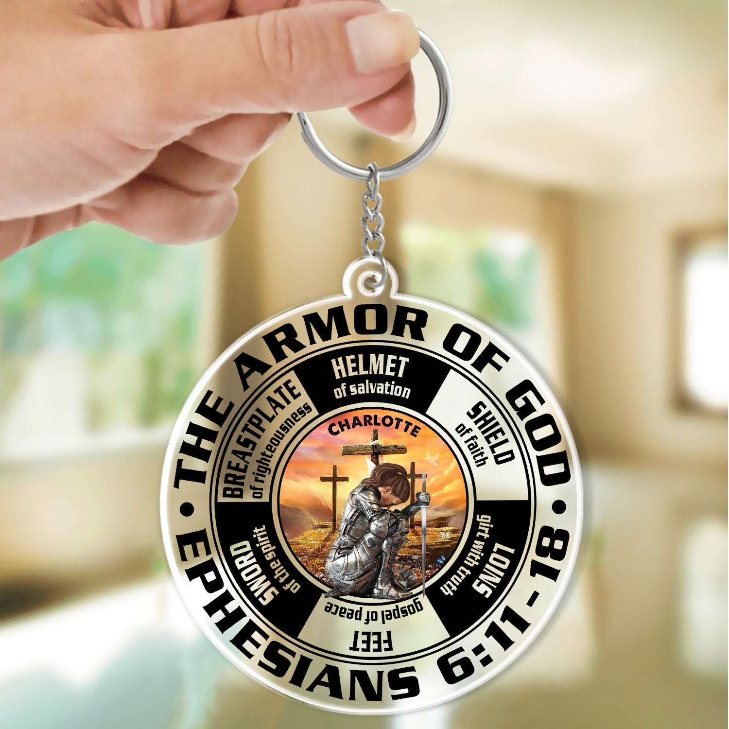 Warrior Of God, The Armor Of God Ephesians 6:11-18 - Personalized Christian Acrylic Keychain