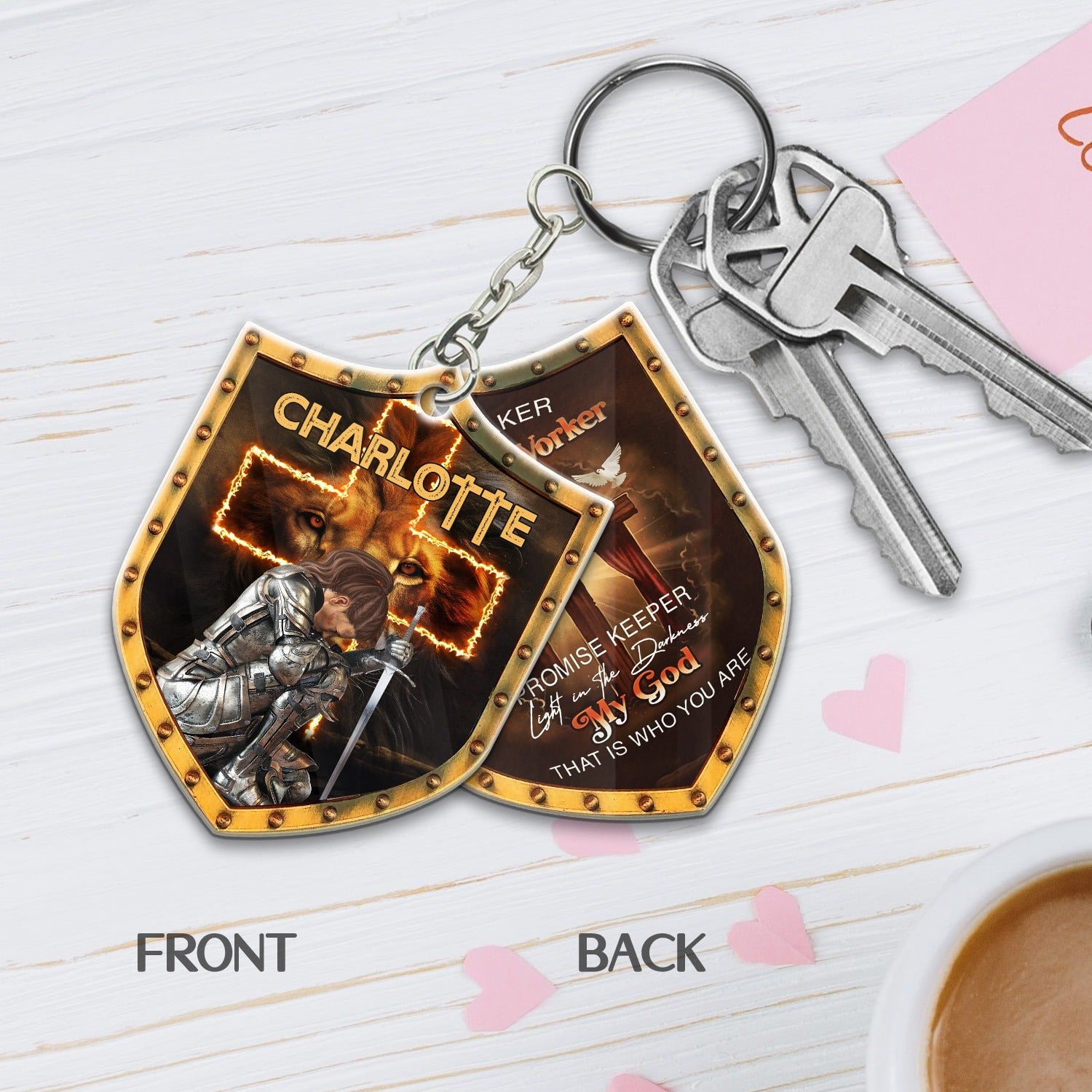 Way Maker Miracle Worker- Custom Warrior Of God- Personalized Christian Shield Acrylic Keychain