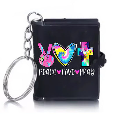 Peace Love Pray Bible Keychain, Gift For Christian Mini Bible Keychain