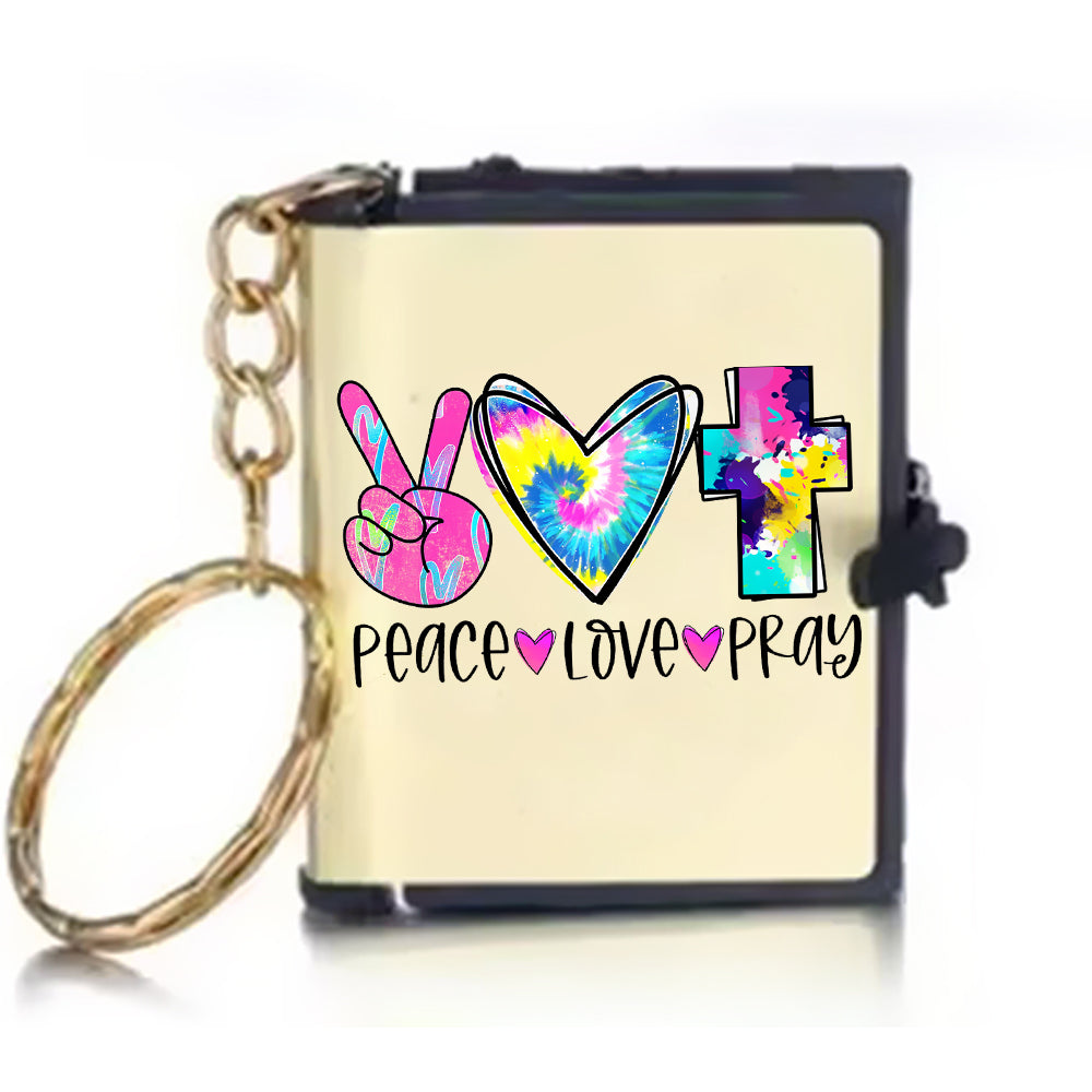 Peace Love Pray Bible Keychain, Gift For Christian Mini Bible Keychain
