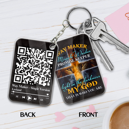 Way Maker Miracle Worker Promise Keeper Light In The Darkness My God Song Scannable QR Code Acrylic Keychain
