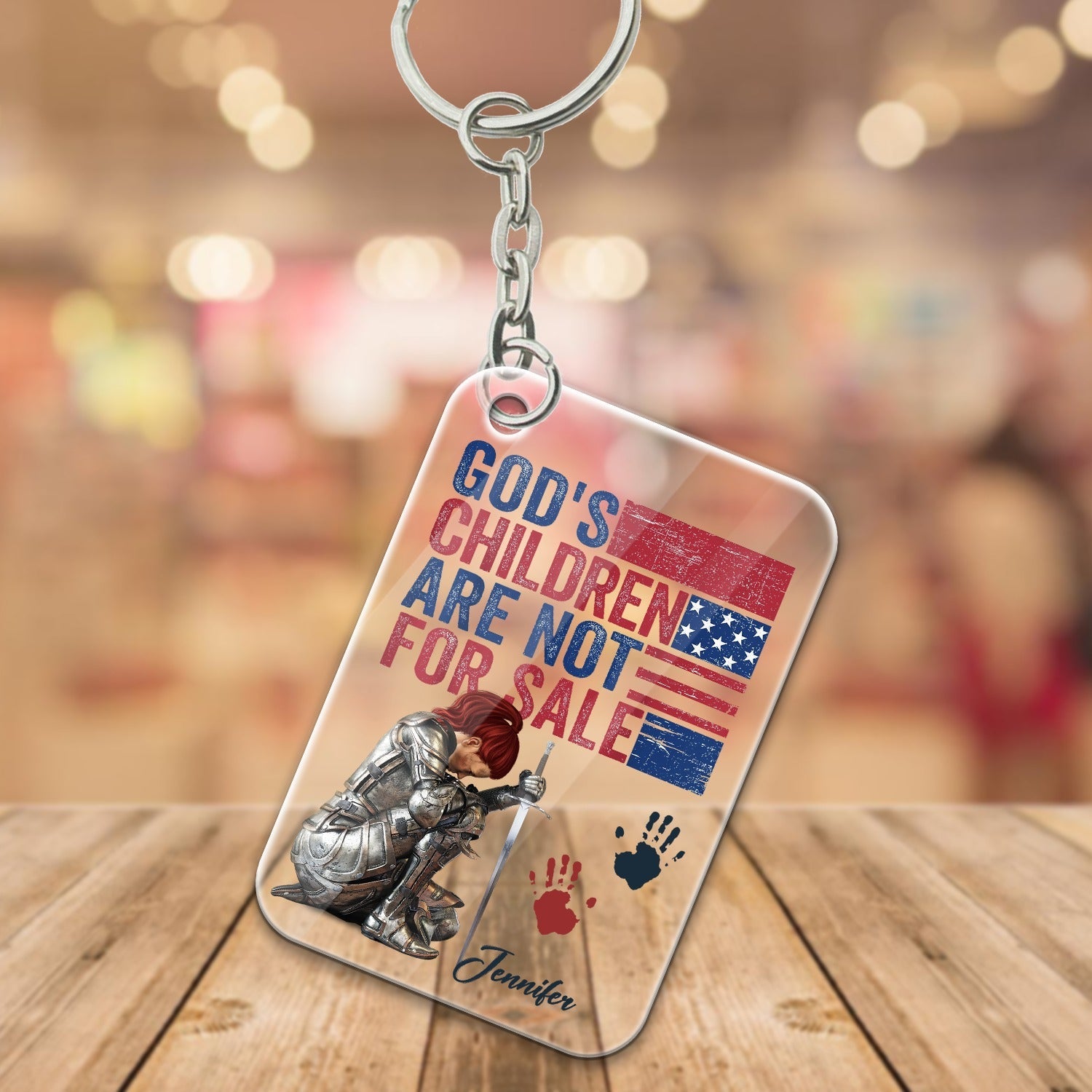 Personalized Woman Warrior God's Children Are Not For Sale Acrylic Keychain