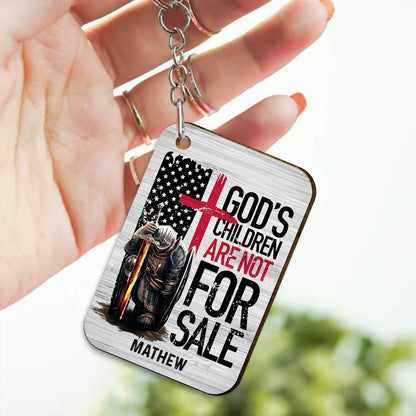 Personalized Man Warrior God's Children Are Not For Sale Wooden Keychain