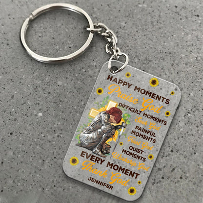 Personalized Woman Warrior Of God Happy Moments Praise God Difficult Moments Seek God Quiet Moments Acrylic Keychain