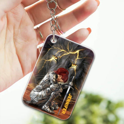 Personalized Woman Warrior Of God Way Maker Miracle Worker Promise Keeper Light In The Darkness My God Acrylic Keychain