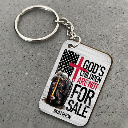 Personalized Man Warrior God's Children Are Not For Sale Wooden Keychain