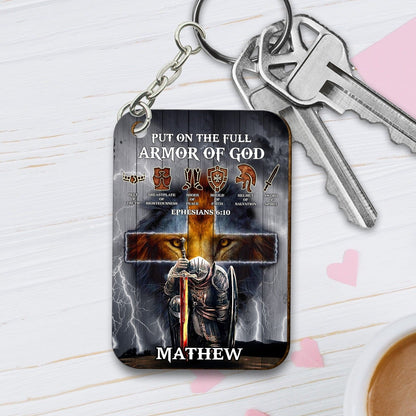 Personalized Man Warrior Of God Put On The Full Armor of God Ephesians 6-10 Wooden Keychain