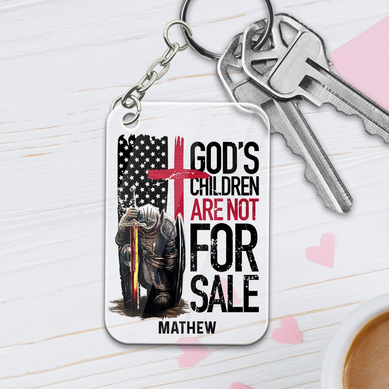 Personalized Man Warrior God's Children Are Not For Sale Acrylic Keychain