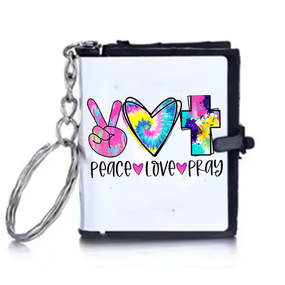 Peace Love Pray Bible Keychain, Gift For Christian Mini Bible Keychain